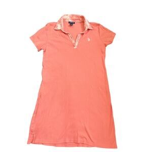 U.S. Polo Assn. Coral 100% Cotton Polo Dress Small